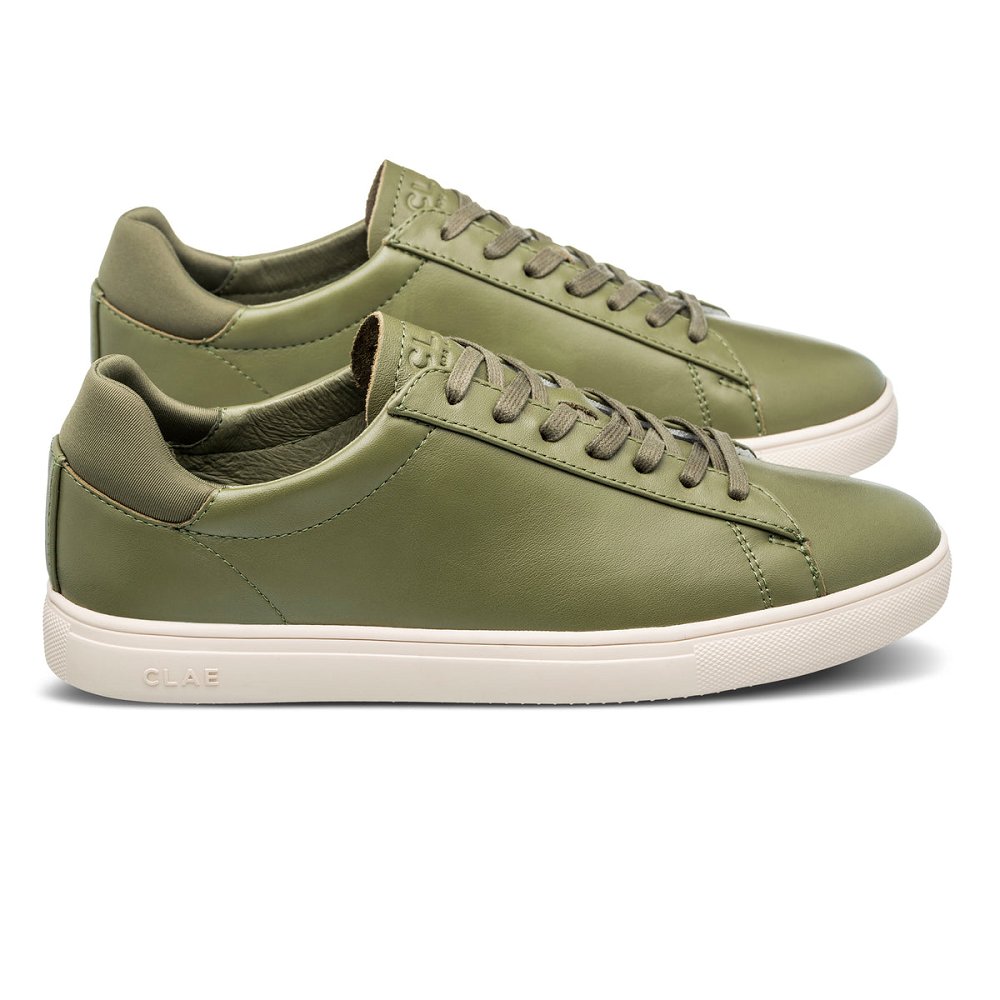 CLAE BRADLEY Shoes Mens USA439-M57 In Olive Leather